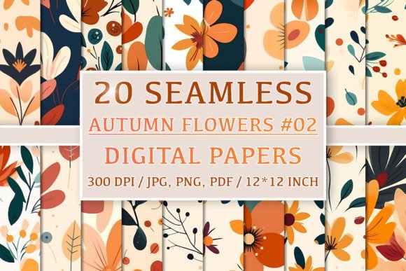 20 Seamless Autumn Flower Patterns 2: Transform Your Creative Projects with Elegant Designs
