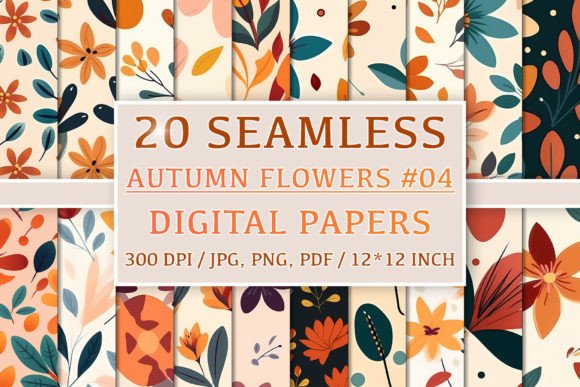 20 Seamless Autumn Flower Patterns 4: A Versatile Resource for Creative Projects
