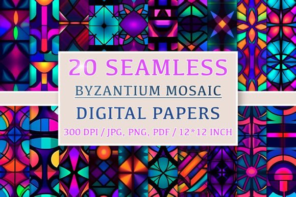 20 Seamless Byzantium Mosaic Patterns: A Versatile Design Resource for Creatives