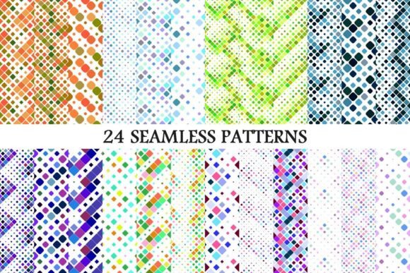 24 Seamless Diagonal Square Patterns