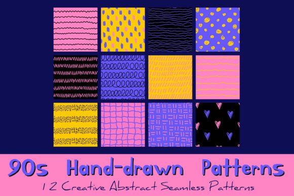90s Hand-Drawn Seamless Patterns: A Retro Revival for Modern Design
