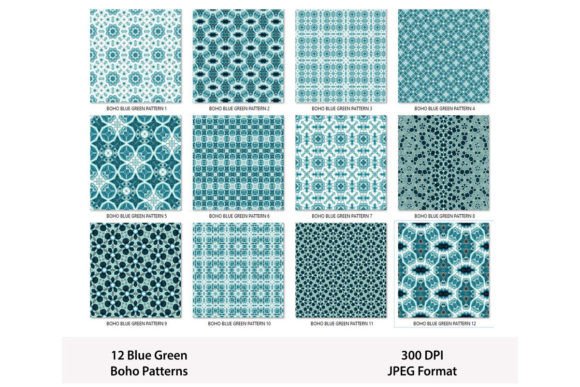 Boho Blue Green Repeating Patterns: A Versatile Design Collection for Creative Projects