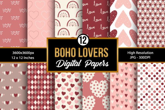 Boho Loving Hearts Seamless Patterns: A Creative Resource for Craft Enthusiasts