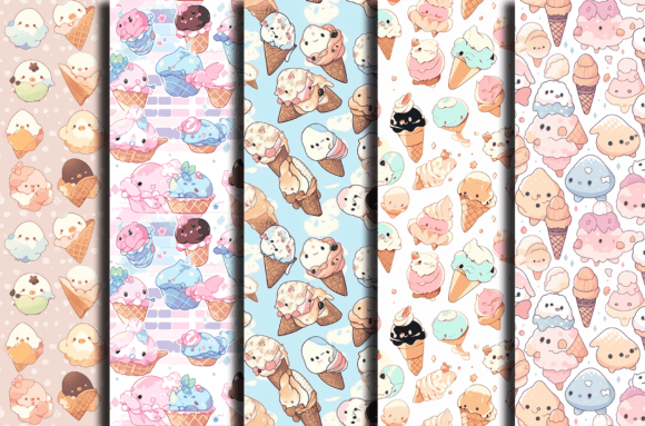 Cartoon Summer Patterns Ice Cream Bundle