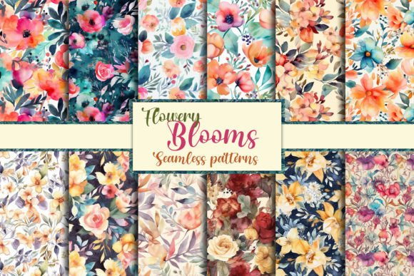 Discover 12 Flowery Blooms Seamless Patterns