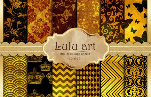 Golden Night 8 Patterns – Digital Paper Sheets for Printing