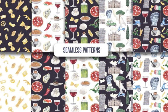Italy Seamless Patterns Watercolor Paper