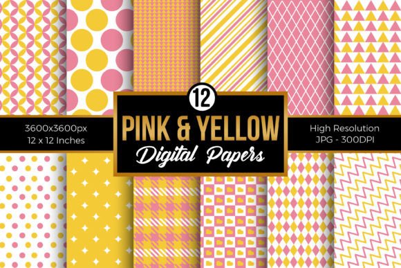 Pink and Yellow Digital Paper Patterns: A Creative Resource for Designers and Crafters