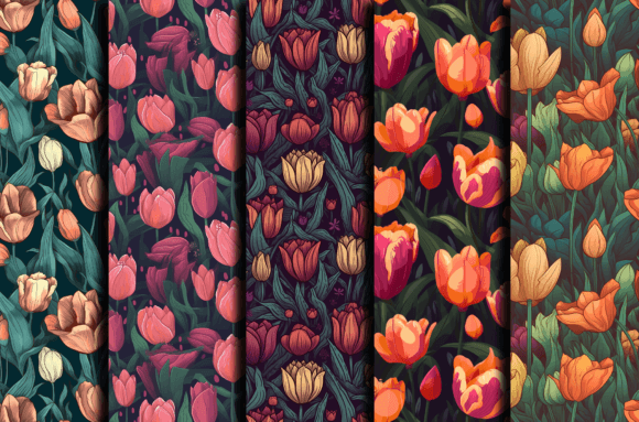 Retro Flowers Patterns - Spring Bundle