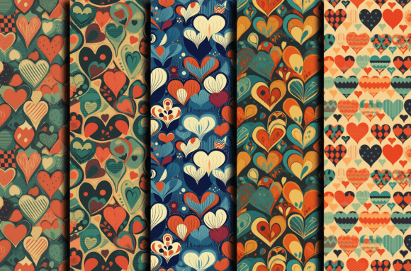 Retro Love Hearts Patterns Bundle – A Timeless Design Trend for Modern Creators