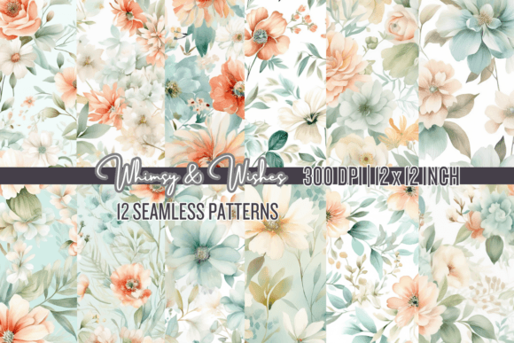 Seaside Florals Watercolor Patterns: Creative Versatility for Every Project