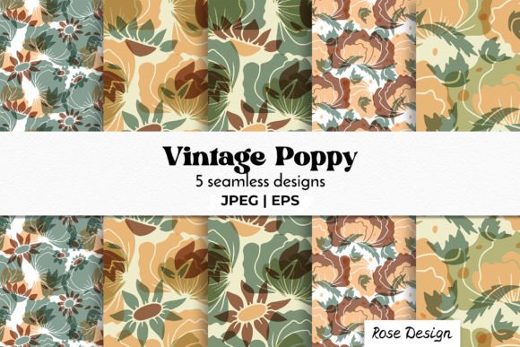 Vintage Poppy Flowers Seamless Patterns: A Timeless Design Asset