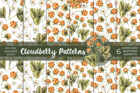 Watercolor Cloudberry Patterns PNG, JPG: A Creative Resource for Designers