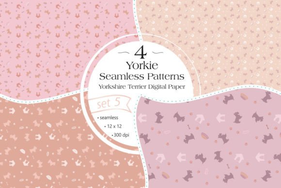 Yorkie Seamless Patterns - Set 5: A Creative Resource for Design Enthusiasts